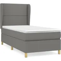 Syfax Cama box spring con colchón tela gris oscuro 90x200 cm