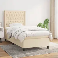 Prolenta Maison Exclusive: Base de cama con somier y colchón, color crema, 90x200 cm, material: textil