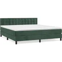 Syfax Cama box spring con colchón terciopelo verde oscuro 160x200 cm