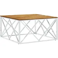 Syfax Mesa de centro acero inoxidable y madera maciza acacia plateado