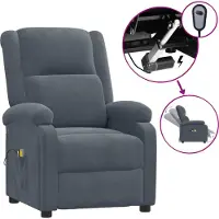 Syfax Sillón de masaje eléctrico terciopelo gris oscuro