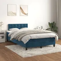 Prolenta Maison Exclusive: Base de cama con somier y colchón, color azul oscuro, 120 x 200 cm, tapizada en terciopelo