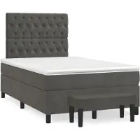 Syfax Cama box spring con colchón terciopelo gris oscuro 120x200 cm