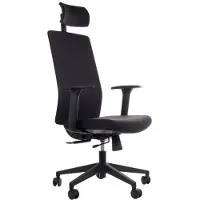 Stema Silla de oficina giratoria ergonómica ZN-807-B, reposabrazos ajustables, reposacabezas, asiento deslizante (hacia adelante y hacia atrás), negro