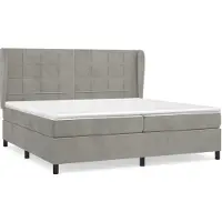 Syfax Cama box spring con colchón terciopelo gris claro 200x200 cm