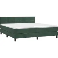 Syfax Cama box spring con colchón terciopelo verde oscuro 160x200 cm
