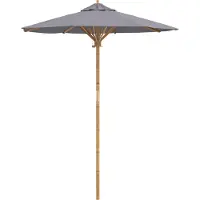 Syfax Sombrilla de jardín Redondo Ø 180 x 230 cm Bambú Gris oscuro