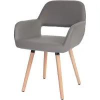 Mendler Silla para comedor HWC-A50 II, silla para cocina, diseño retro de los años 50 Imitación de cuero, color taupe grisáceo, patas claras
