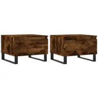 Syfax Mesas centro 2 uds madera ingeniería roble ahumado 50x46x35 cm