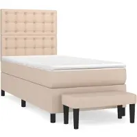 Syfax Cama box spring con colchón cuero sintético capuchino 100x200cm