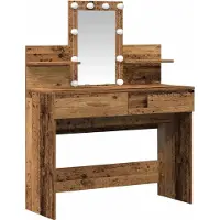 Syfax Mesa Tocador con luces de espejo Madera vieja 100 x 40 x 130 cm