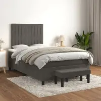 Prolenta Maison Exclusive: Base de cama con somier y colchón, color gris oscuro, 120 x 200 cm, tapizada en terciopelo