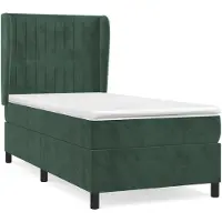 Syfax Base de cama con somier, color verde oscuro, 100x200 cm, tapizada en terciopelo
