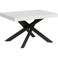 Itamoby Volantis, mesa extensible, 120/380 x 90 cm, madera de fresno en blanco, patas en color antracita
