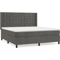 Syfax Cama box spring con colchón terciopelo gris oscuro 180x200 cm