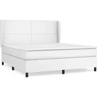 Syfax Cama box spring con colchón cuero sintético blanco 160x200 cm