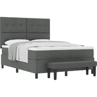 Syfax Cama tipo Box Spring con cojín Gris oscuro 160 x 200 cm tela