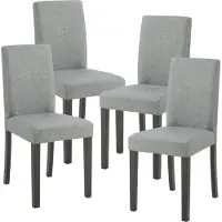 En.casa Juego de 4 sillas de comedor "Hamburgo", tapizadas en tela, con patas de madera, color gris claro