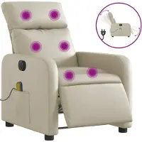 Syfax Sillón de masaje reclinable eléctrico cuero sintético crema