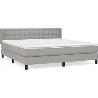Syfax Cama box spring con colchón tela gris claro 180x200 cm