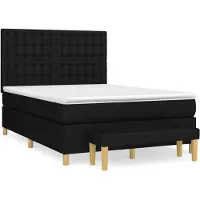 Syfax Cama box spring con colchón tela negro 140x200 cm