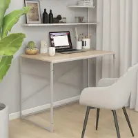 vidaXL Mesa de ordenador, color blanco y aspecto roble, 110x60x70 cm, material de madera. - Mesa para ordenador - Mesas para ordenador - Escritorio para ordenador - Escritorios para ordenador