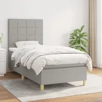 Prolenta Maison Exclusive - Base de cama con somier y colchón, color gris claro, 100 x 200 cm, tejido