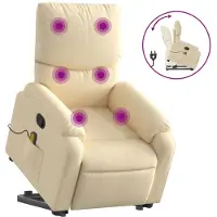 Syfax Silla de masaje reclinable de pie de tela color crema