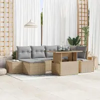 Prolenta Maison Exclusive - Juego de sofá de jardín de 7 piezas. Ratán sintético en color beige y gris claro
