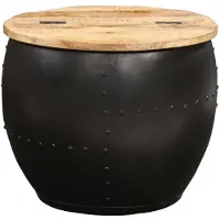 Syfax Mesa de centro redonda de madera maciza de mango 53x43 cm