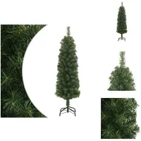 vidaXL Árbol de Navidad artificial, diseño delgado con soporte, color verde, 150 cm, material PVC - Árboles de Navidad