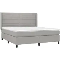 Syfax Cama box spring con colchón tela gris claro 160x200 cm