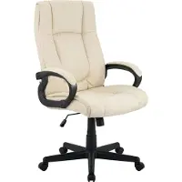 CLP Silla de oficina XL Sparta, tapizada en tela, giratoria y con ajuste de altura, color: crema