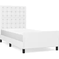 Syfax Estructura de cama sin colchón cuero sintético blanco 90x190 cm