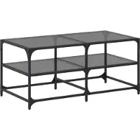 Syfax Mesa de centro superficie de vidrio acero negra 98,5x50x45 cm