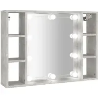 Syfax Mueble con espejo y luces LED gris hormigón 76x15x55 cm