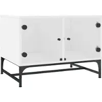 Syfax Mesa de centro con puertas de vidrio blanca 68,5x50x50 cm