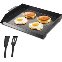 Vevor Sartén para parrilla de acero al carbono , plancha rectangular universal (502 x 370 mm) para cocinar a la plancha estilo teppanyaki, cocina portátil para el hogar con asa
