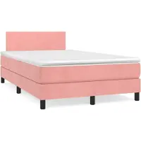 Syfax Cama box spring con colchón terciopelo rosa 120x200 cm