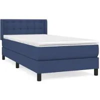 Syfax Cama box spring con colchón tela azul 90x190 cm