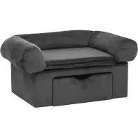 Syfax Sofá para perros con cajón felpa gris oscuro 75x50x38 cm