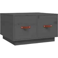 Syfax Mesa de centro de madera maciza de pino gris 60x53x35 cm