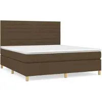 Syfax Cama box spring con colchón tela marrón oscuro 180x200 cm