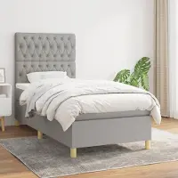 Prolenta Maison Exclusive - Base de cama con somier y colchón, color gris claro, 90x200 cm, tejido
