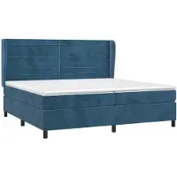 Syfax Cama box spring con colchón terciopelo azul oscuro 200x200 cm