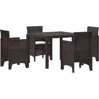 Syfax Conjunto de Comedor de Jardín 5 uds. Marrón Polipropileno
