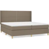 Syfax Cama box spring con colchón tela gris taupe 200x200 cm