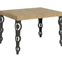 Itamoby Mesa extensible de 80x120/204 cm, estructura de madera Karamay en acabado roble natural y patas en color antracita