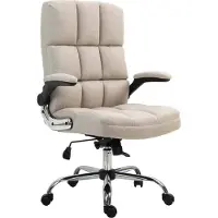 Mendler Silla de oficina HWC-J21, silla de escritorio giratoria, con ajuste de altura, tapizada en tela/textil color marrón claro