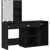 Syfax Juego de mesa de tocador LED Roble 140 x 40 x 140 cm